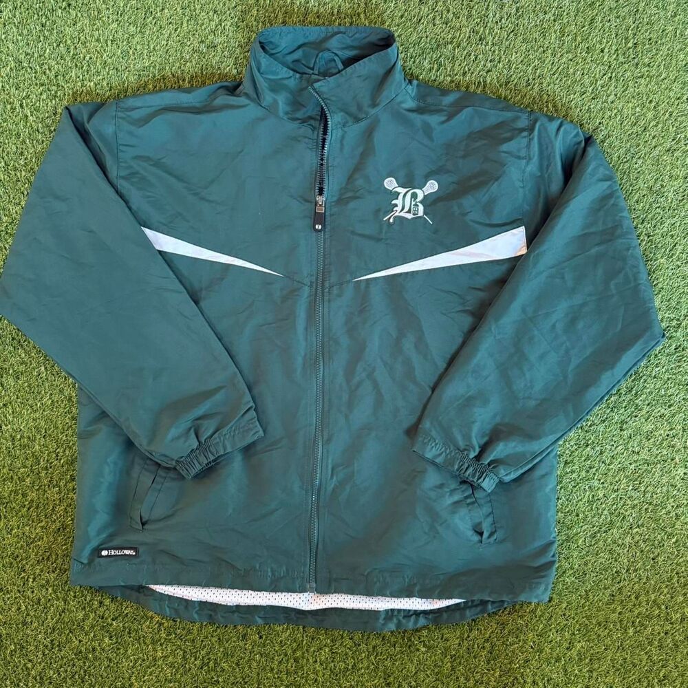 Holloway Men's Green and White Jacket Windbreaker varsity lacrosse jacket, Large